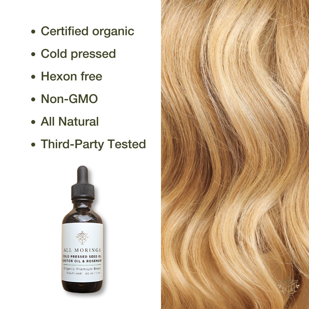 Premium Organic scalp and Hair strengthening Treatment with Moringa Seed Oil, Castor Oil, Rosemary & Vitamin E For Enhanced Scalp Nourishment, Hexane-Free 2 Ounce-2