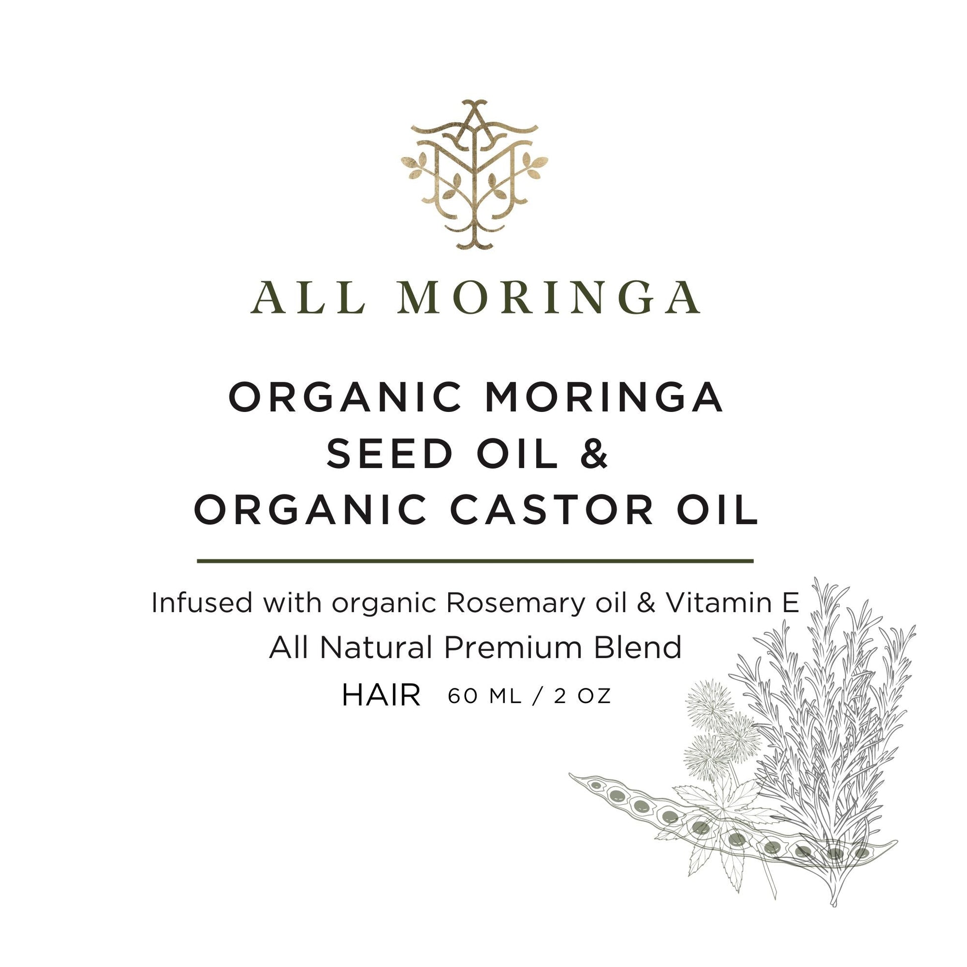 Premium Organic scalp and Hair strengthening Treatment with Moringa Seed Oil, Castor Oil, Rosemary & Vitamin E For Enhanced Scalp Nourishment, Hexane-Free 2 Ounce-4