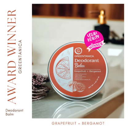 Greentanica vegan deodorant balm with grapefruit and bergamot essential oils