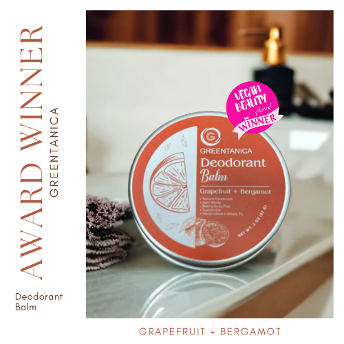 Greentanica vegan deodorant balm with grapefruit and bergamot essential oils