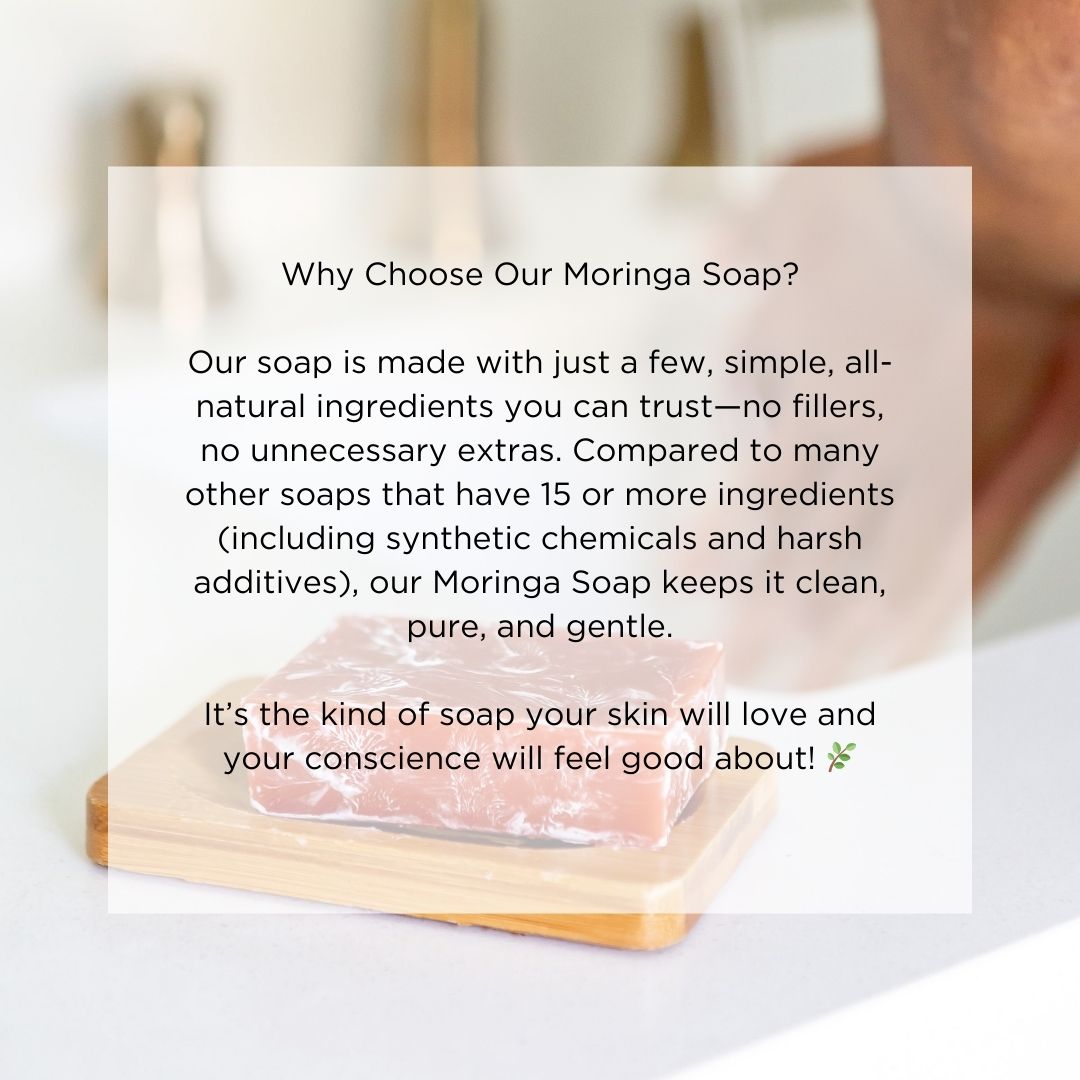 All Natural Moringa Glycerin Soaps, Bentonite Clay, Essential Oils, 4 Oz Soap Bars for Face and body.-2