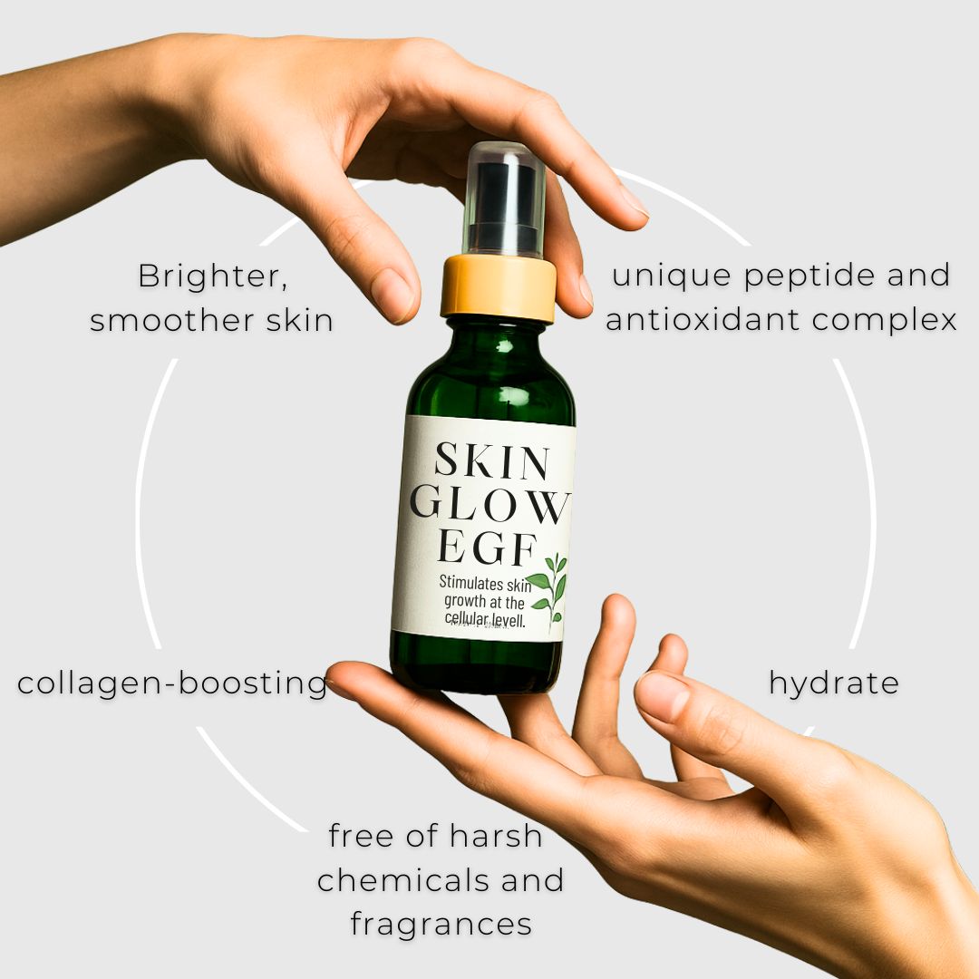 EGF glow serum bottle for radiant skin and cellular renewal