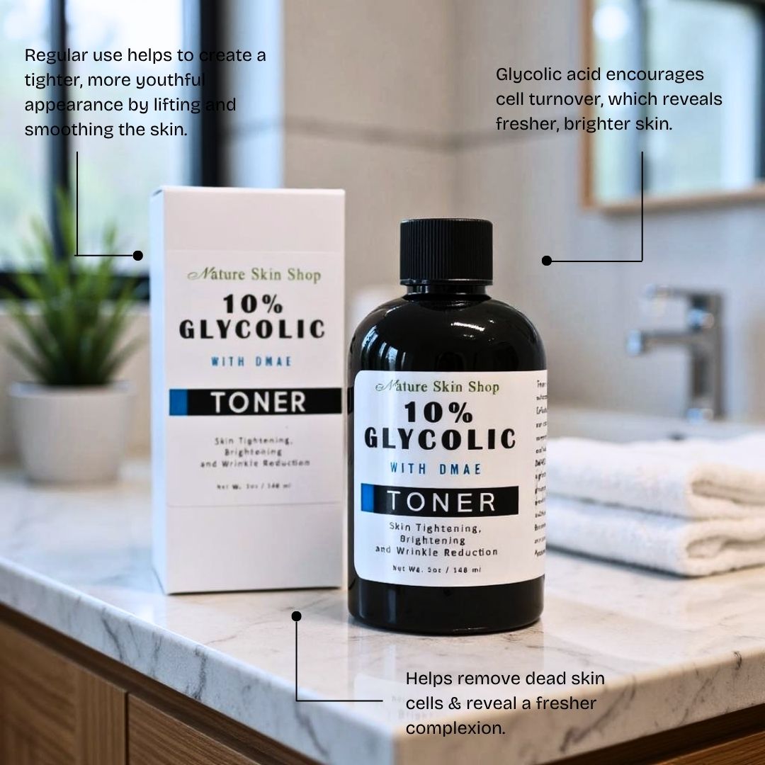 10% Glycolic Acid and DMAE Toner - Skin Tightening, Brightening  and Wrinkle Reduction-4