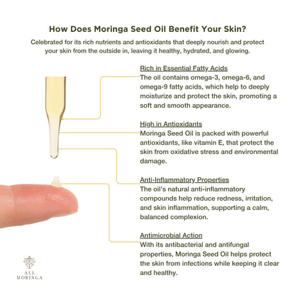 Premium Cold Pressed Organic Moringa & Castor Revival Oil 1:1 with Vitamin E for Face, Body and Hair 2 oz-4