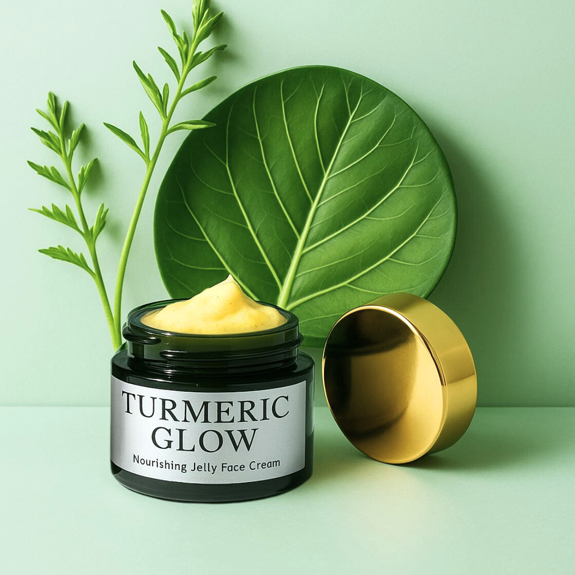 Turmeric-infused jelly face cream for glowing, nourished skin